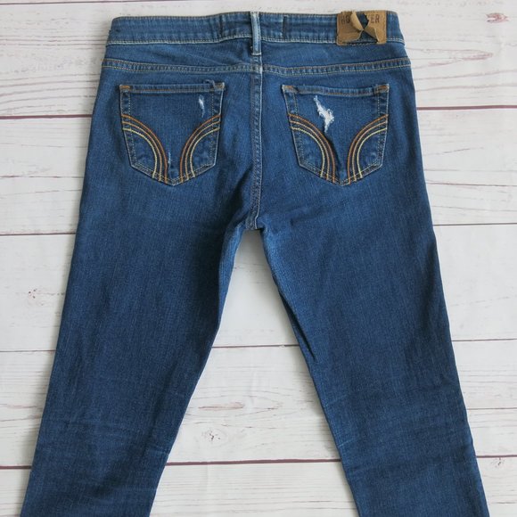 Hollister Distressed Skinny Straight Leg Low Rise Denim Jeans - Size 5R - Picture 4 of 6